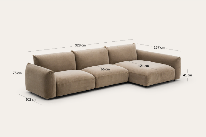 Sofa narożna modułowa PILLOVE 157 × 328 cm bez pufa