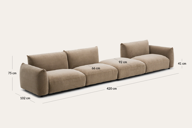 Sofa modułowa PILLOVE 410 × 102 cm