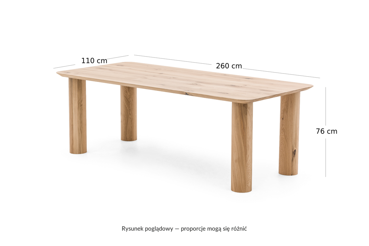 TODO 260 × 110 × 76 cm — rysunek poglądowy